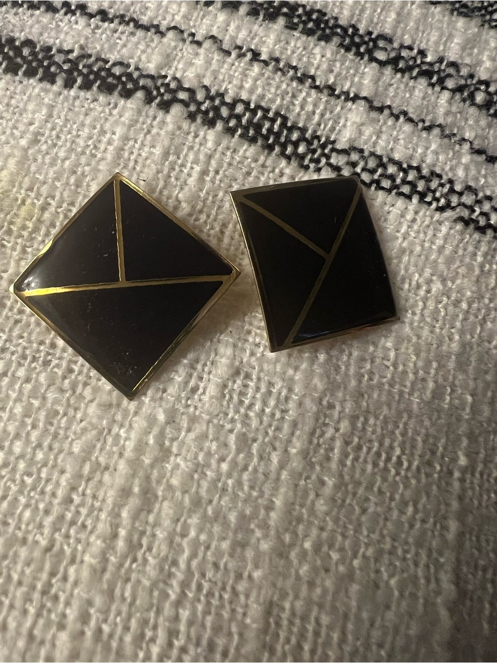Black and Gold Geometric Earrings